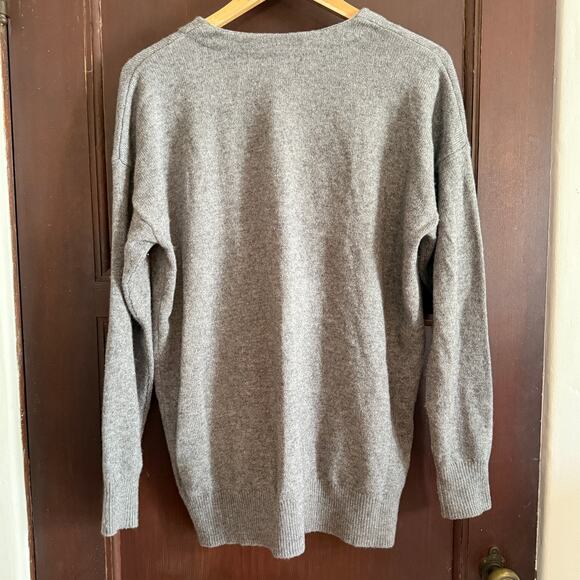 MADEWELL | Gray V Neck Merino Wool Relaxed Fit Cardigan Sweater | Small - Picture 3 of 6